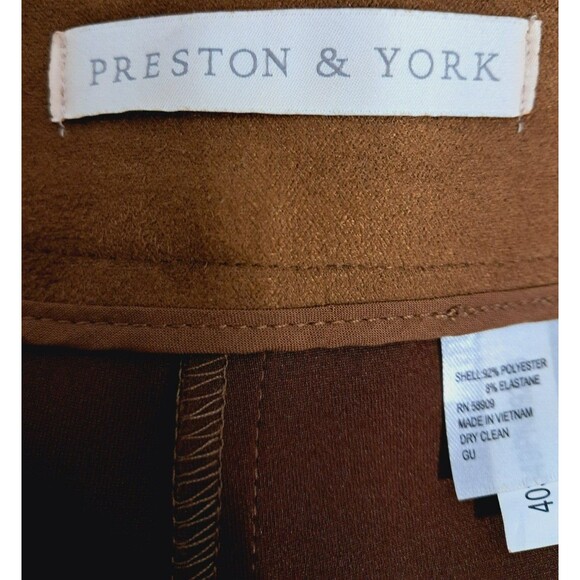 Preston & York Pants Women's Size 16 Brown Faux Suede Straight Leg  Ankle - Picture 6 of 7